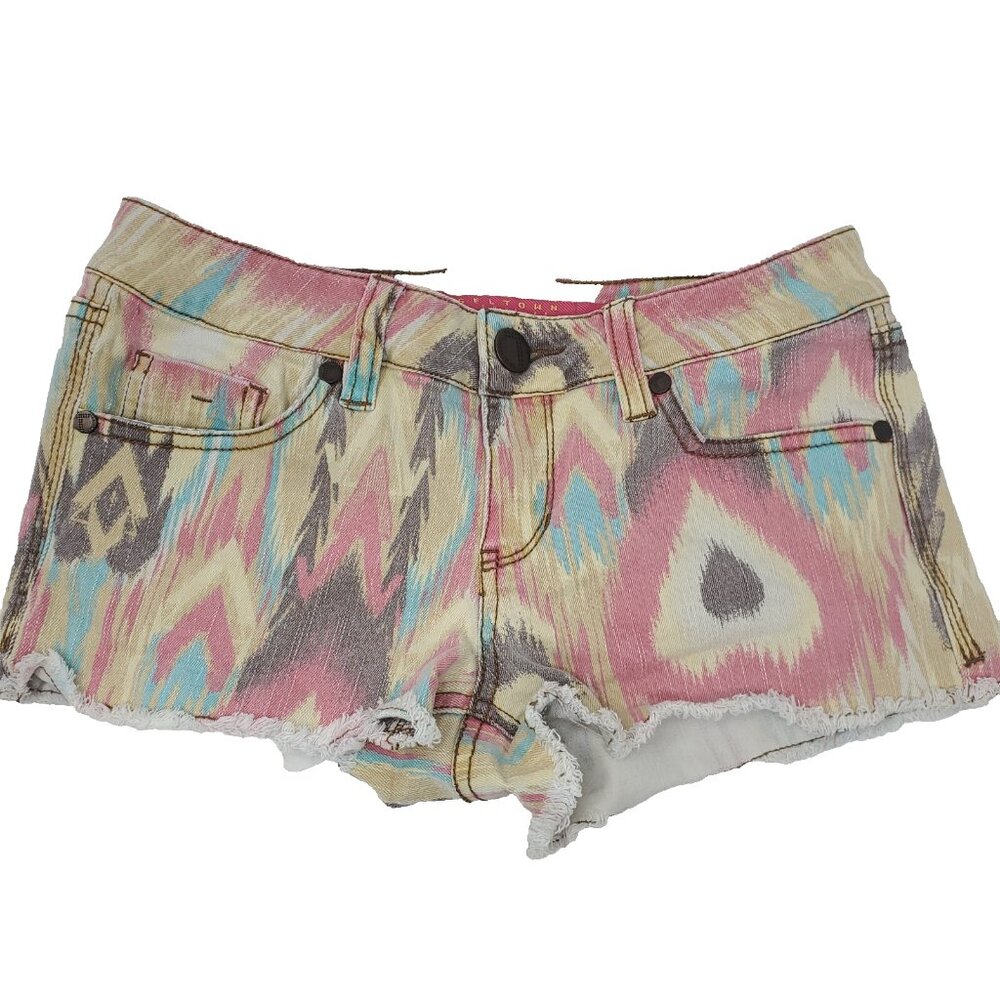 Tinseltown Denim Couture Cutoff Jean Shorts Womens  Size 2 Colorful Aztec